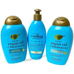 OGX Argan Oil of Morocco Shampoo & Conditioner 13 fl oz Set + Defining Cream